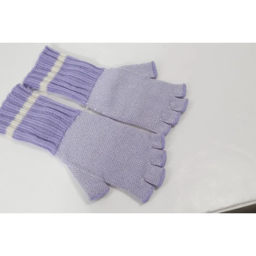 Gucci GG Knit Cashmere Fingerless Gloves Lilac Lavender Purple Size M 210/100